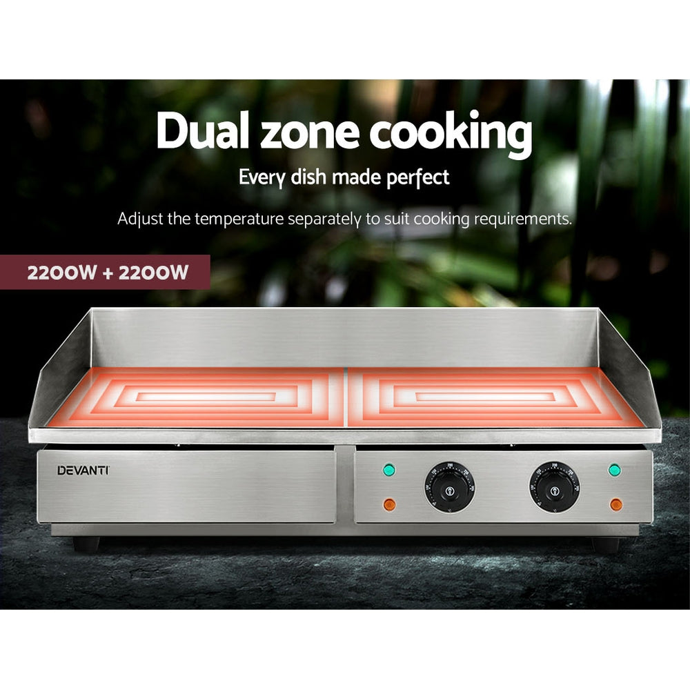 Commercial Electric Griddle 73Cm BBQ Grill Hot Plate Stainless Steel  4400W