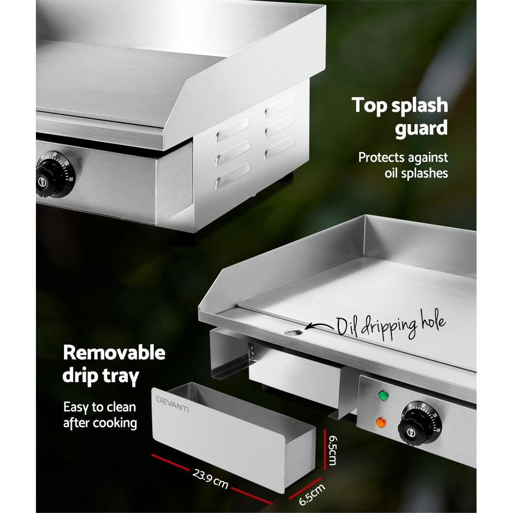 Commercial Electric Griddle 55cm BBQ Grill Plate 3000W Flat Top Cooktop