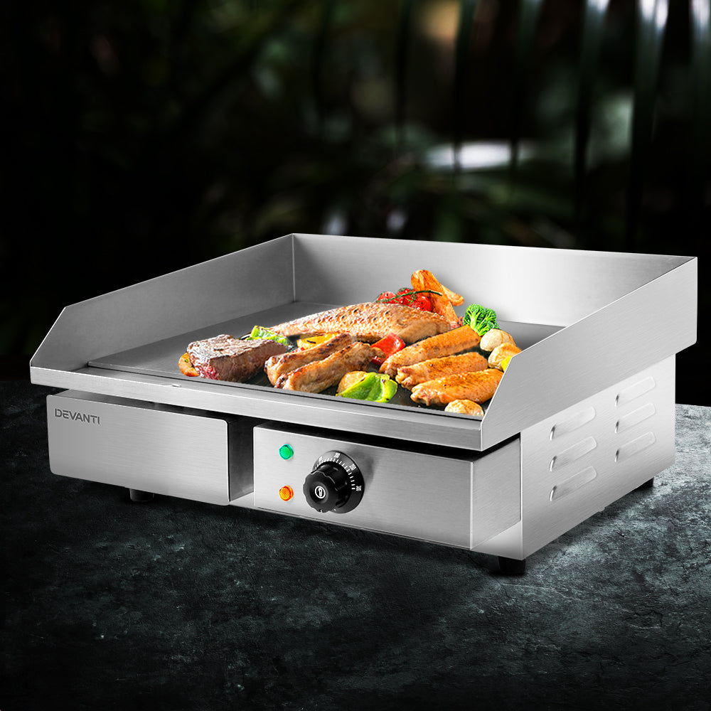 Commercial Electric Griddle 55cm BBQ Grill Plate 3000W Flat Top Cooktop
