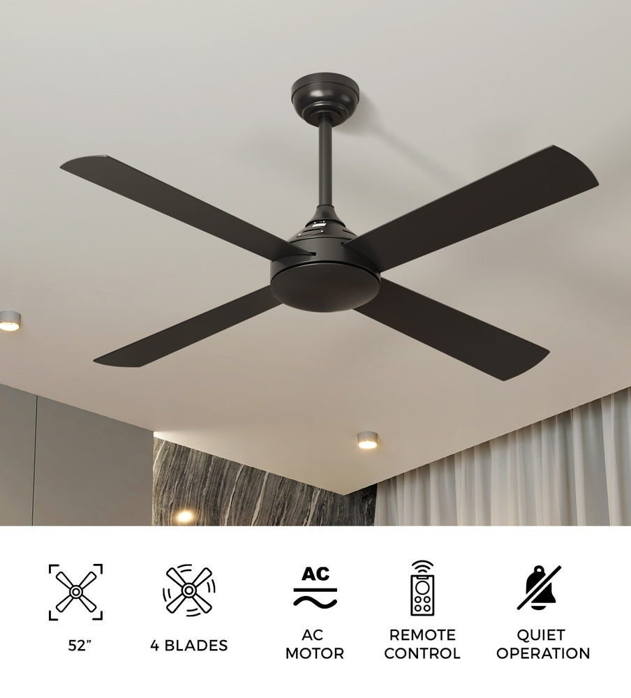 52'' Ceiling Fan AC Remote Control Timer 4 Blades