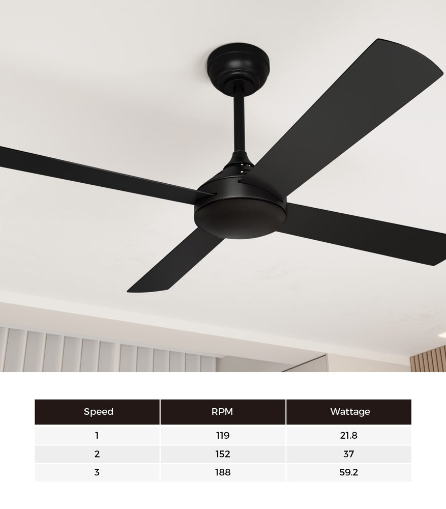 52'' Ceiling Fan AC Remote Control Timer 4 Blades