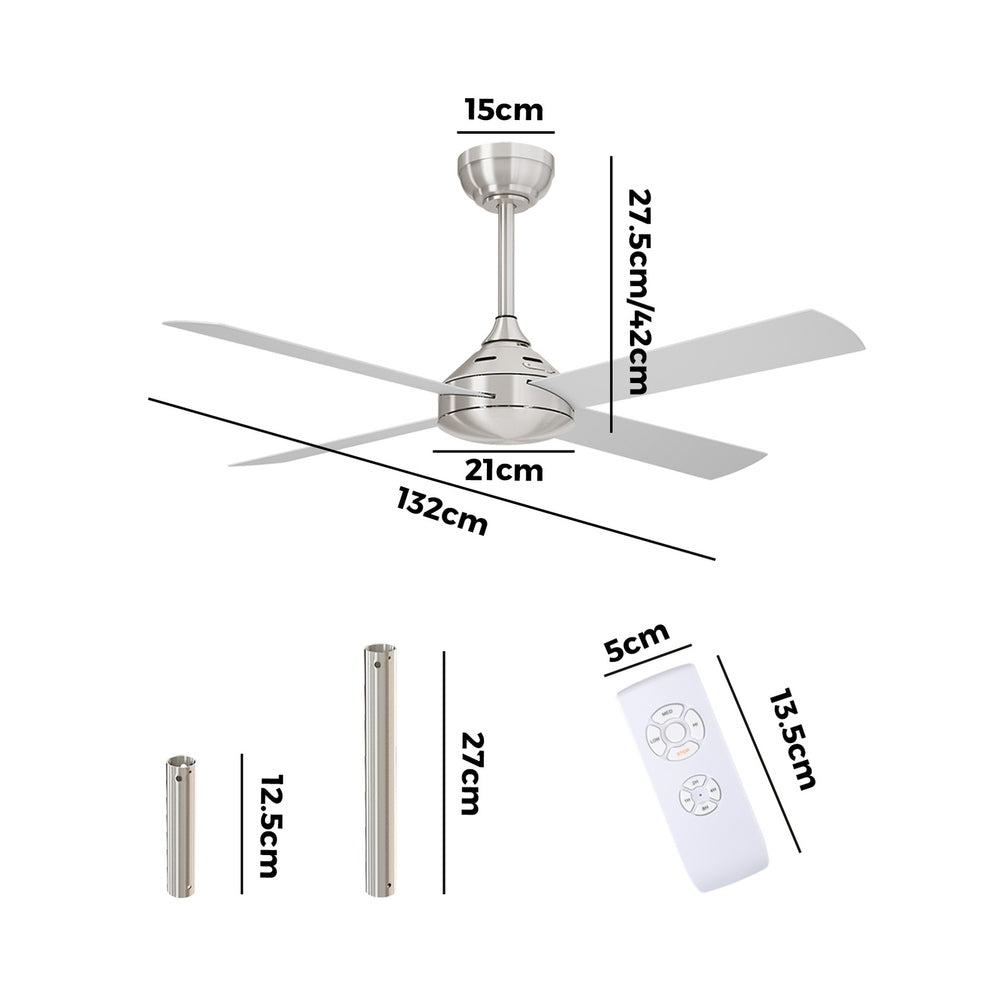 52'' Ceiling Fan AC Remote Control Timer 4 Blades