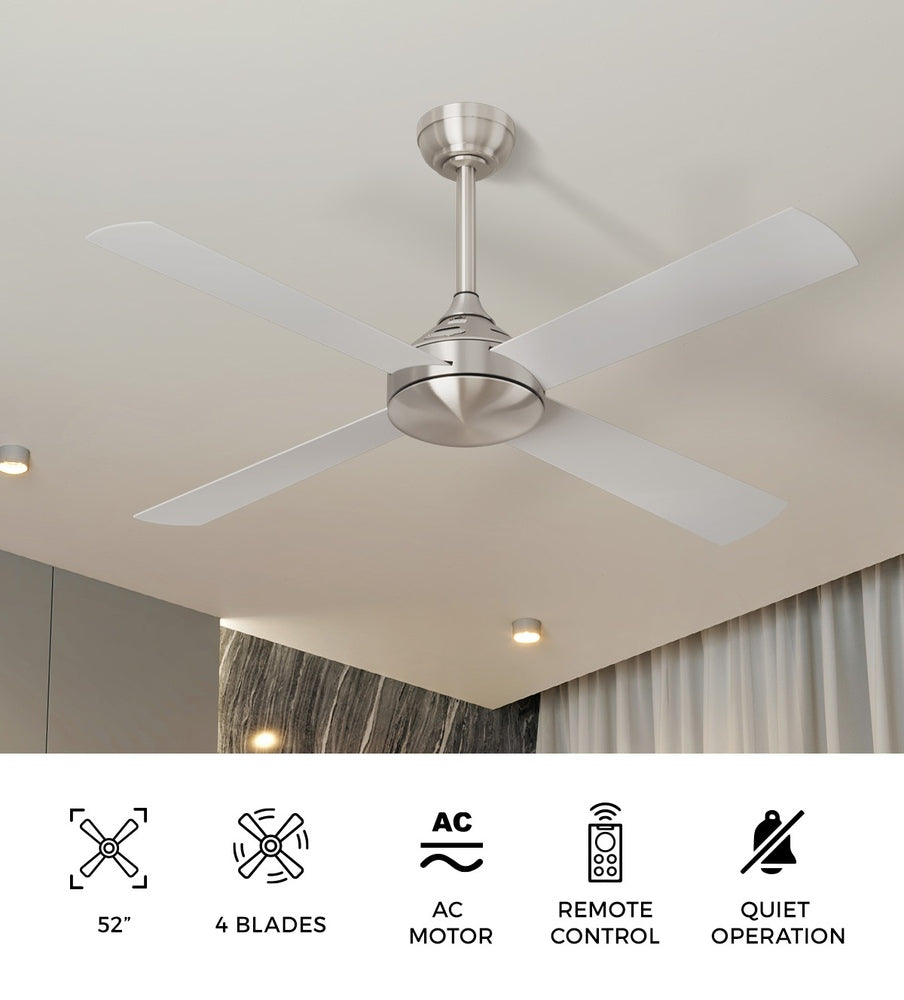 52'' Ceiling Fan AC Remote Control Timer 4 Blades