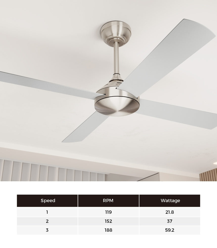52'' Ceiling Fan AC Remote Control Timer 4 Blades