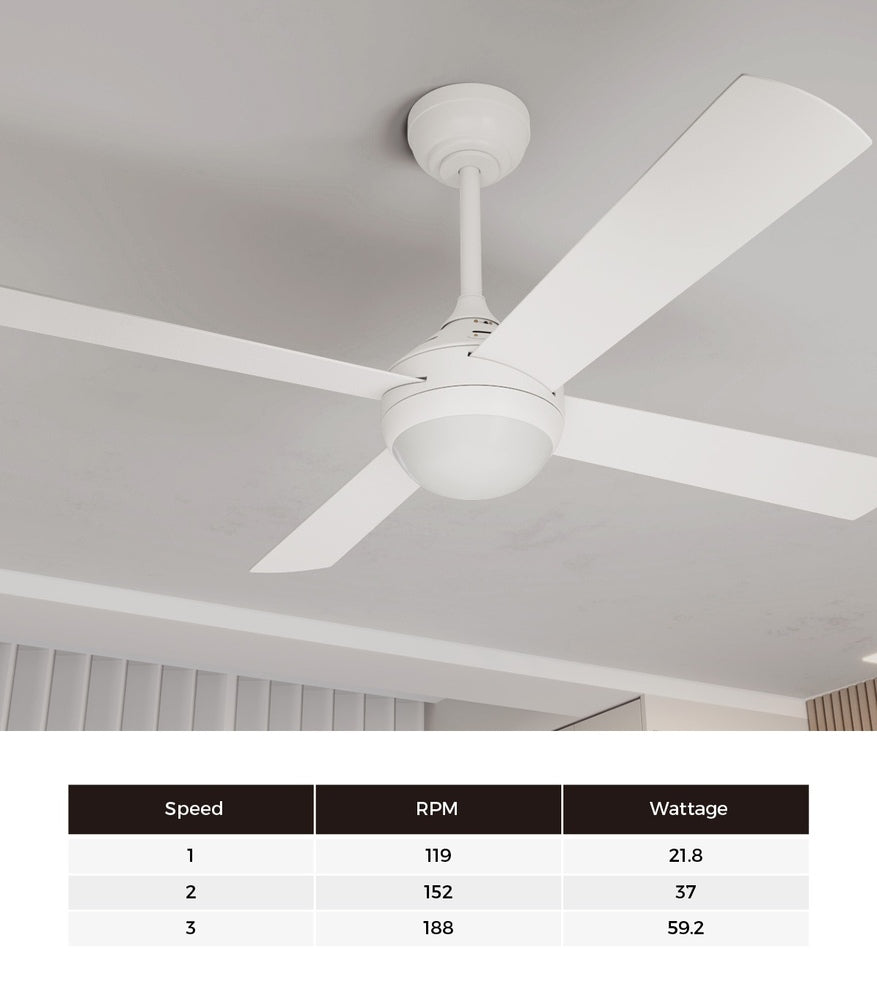 52'' AC Ceiling Fan with Light Remote Control 4 Blades