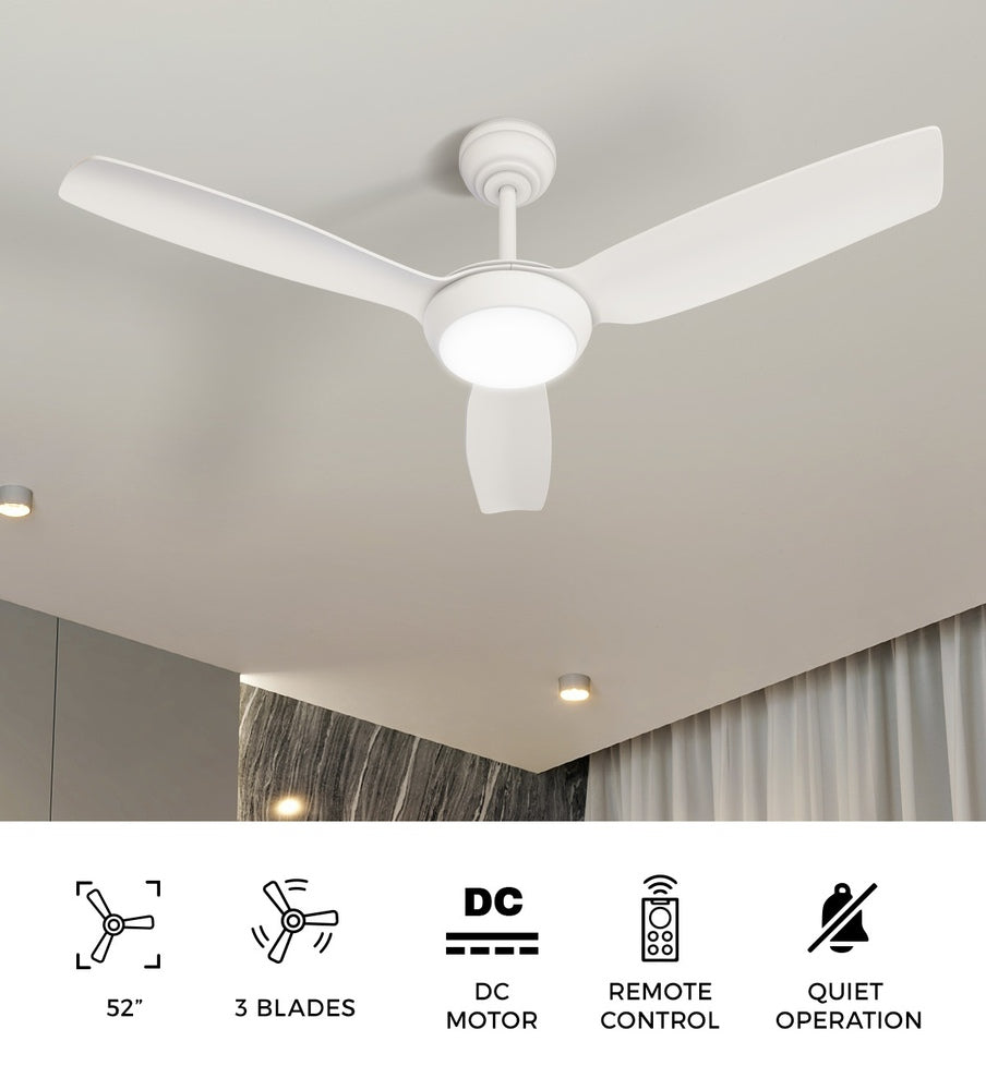 52" Ceiling Fan with Light DC Remote Control 5 Speed