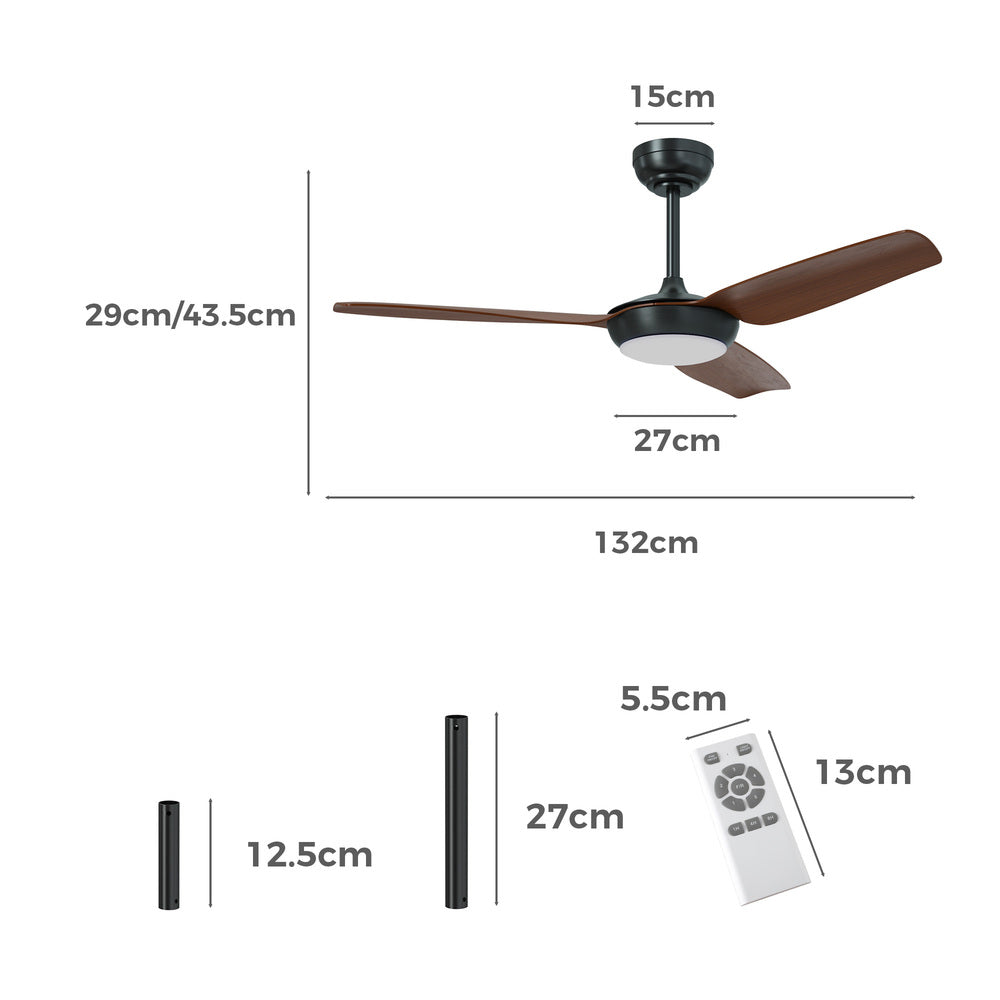 52" Ceiling Fan with Light DC Remote Control 5 Speed