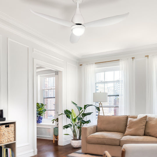 52'' Ceiling Fan Dc Motor Led Light Remote Control - White | White colour