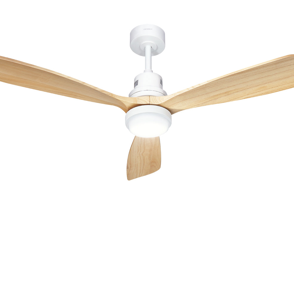 52'' Ceiling Fan Ac Motor Led Light Remote - Light Wood