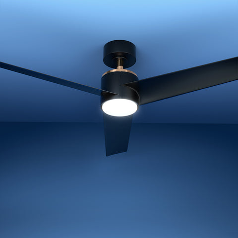 Sleek Black 52" Ceiling Fan with 1300mm DC Motor and Integrated Light