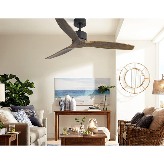 Devanti 52'' Ceiling Fan With Remote Control Fans 3 Wooden Blades Timer 1300mm | Wooden finish