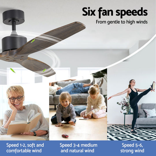 52'' Ceiling Fan Ac Motor 3 Blades W/Remote - Dark Wood