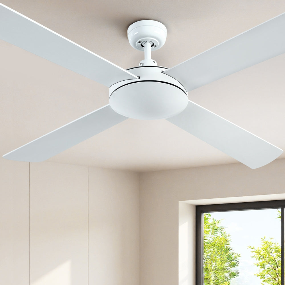 52" Ceiling Fan AC Motor 4 Blades White with Remote Control Energy Efficient
