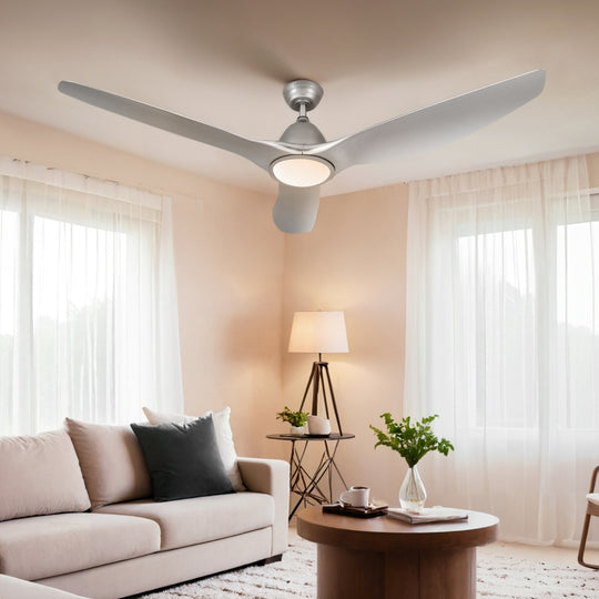 64 Inch Ceiling Fan DC Motor w/Light w/Remote -Black/Silver, Black colour