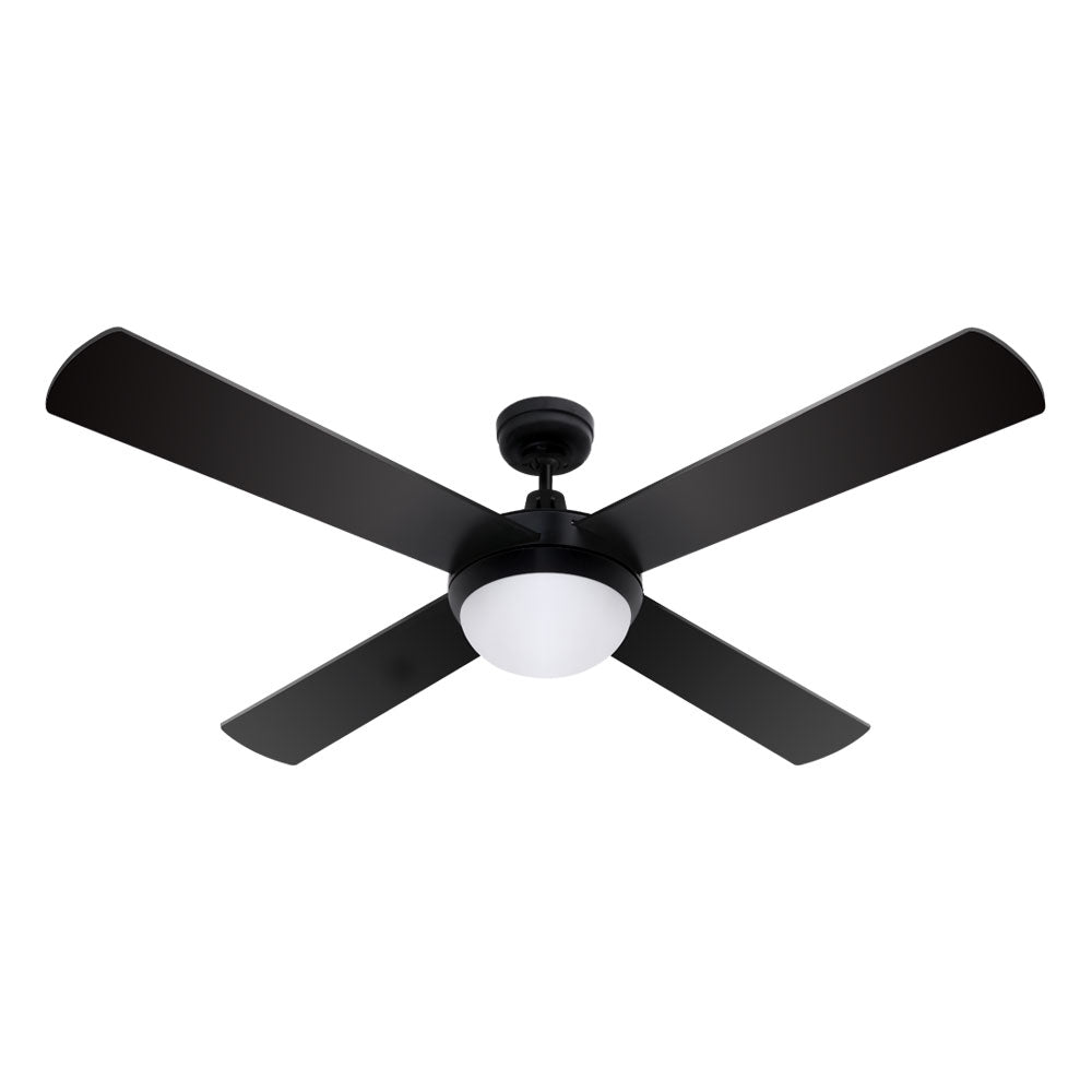 52" Ceiling Fan AC Motor with Light & Remote Black