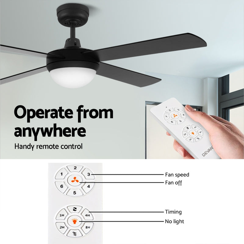Devanti 52'' Ceiling Fan w/Light w/Remote Timer | PayPal