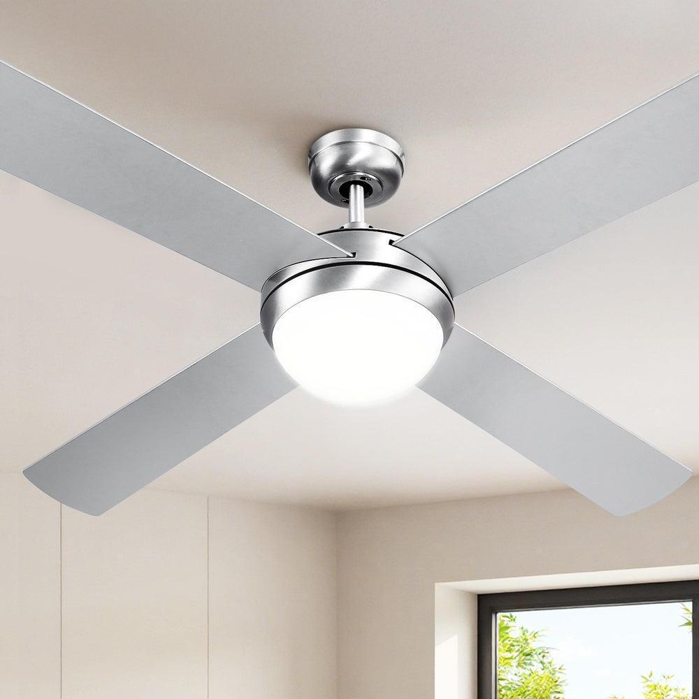 52'' Ceiling Fan Ac Motor W/Light W/Remote - Silver
