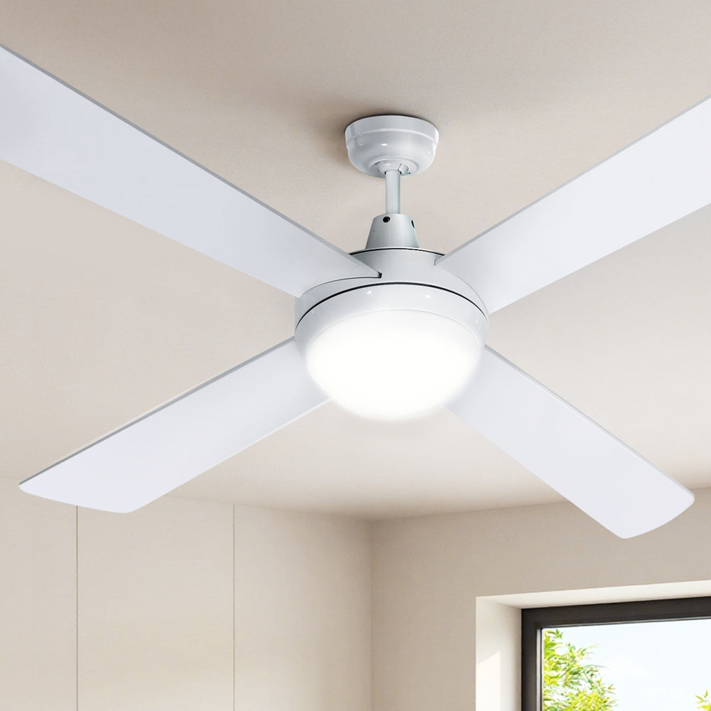 52" Ceiling Fan AC Motor with Light and Remote Control White