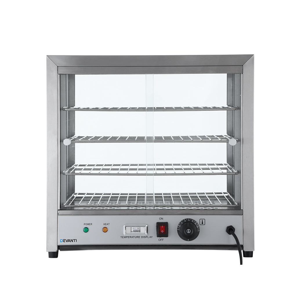 Devanti Pie Stainless Steel - Commercial Food Warmer Hot Display Showcase Cabinet 54Cm