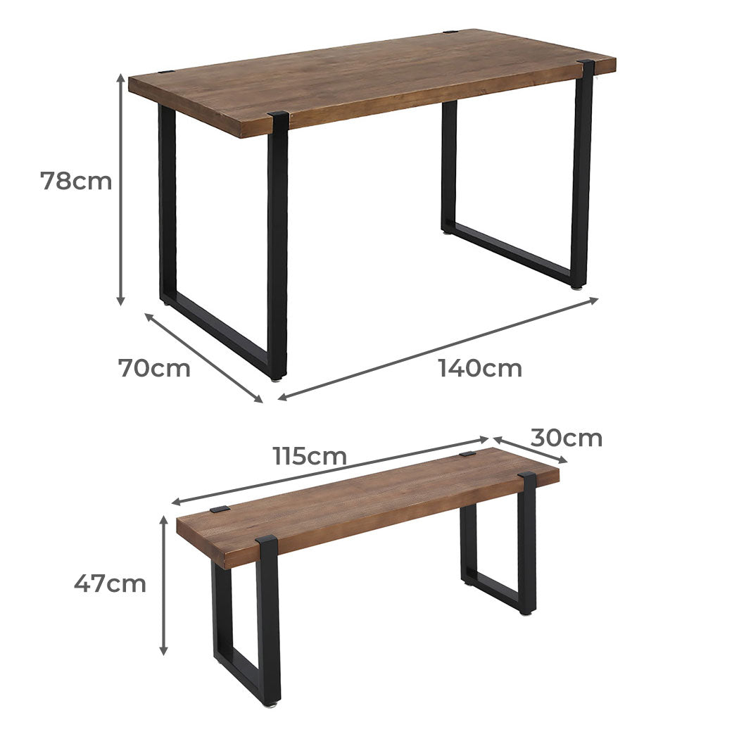 Contemporary Wooden Dining Sets 1XTable+2X Comfortable Design