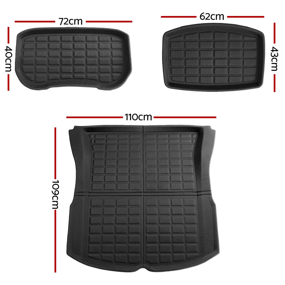 Heavy Duty Liners - NEW Model 3 Highland 2024 Boot Liner Rear Frunk Cargo Trunk Mats Weisshorn