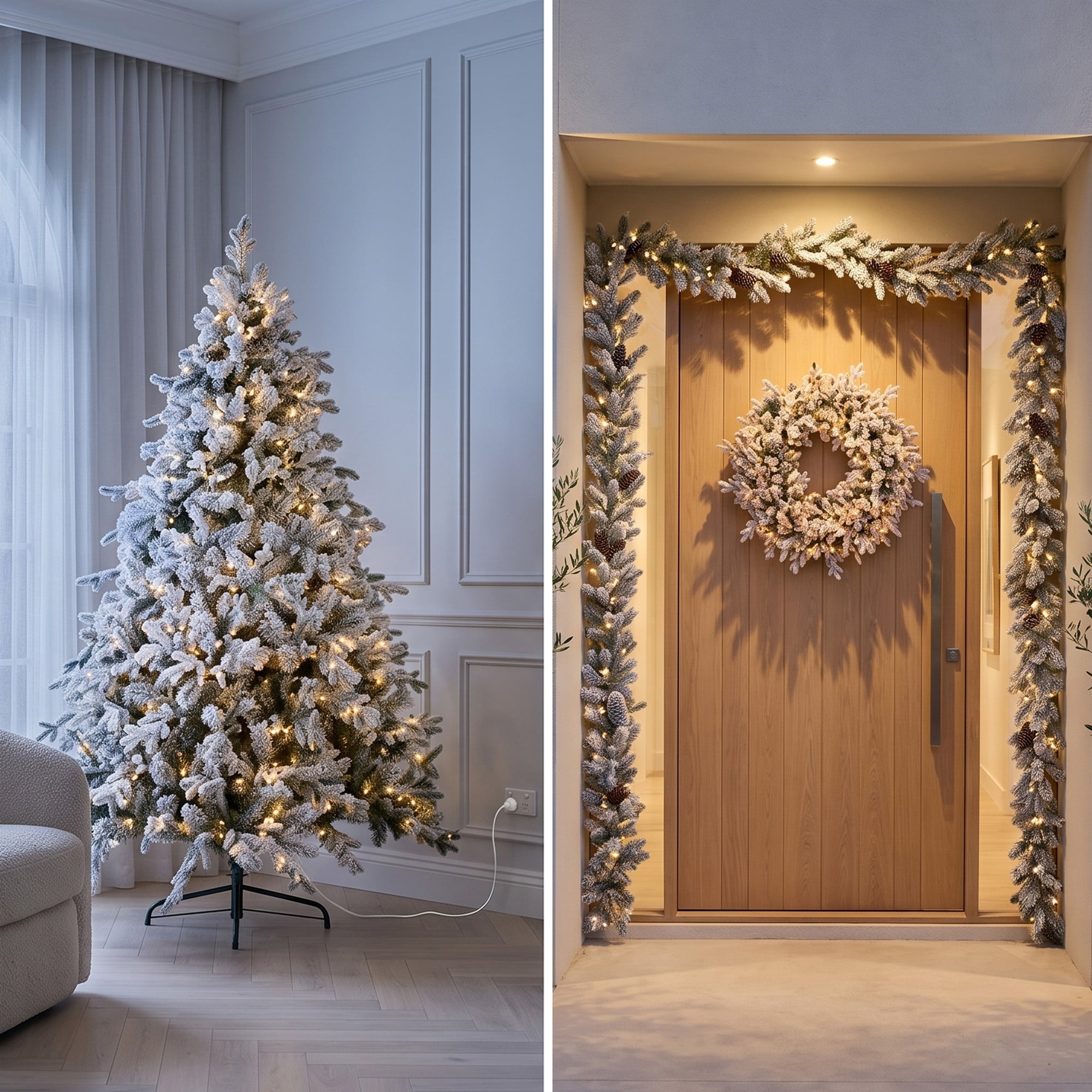 Pre Lit Christmas Tree Flocked