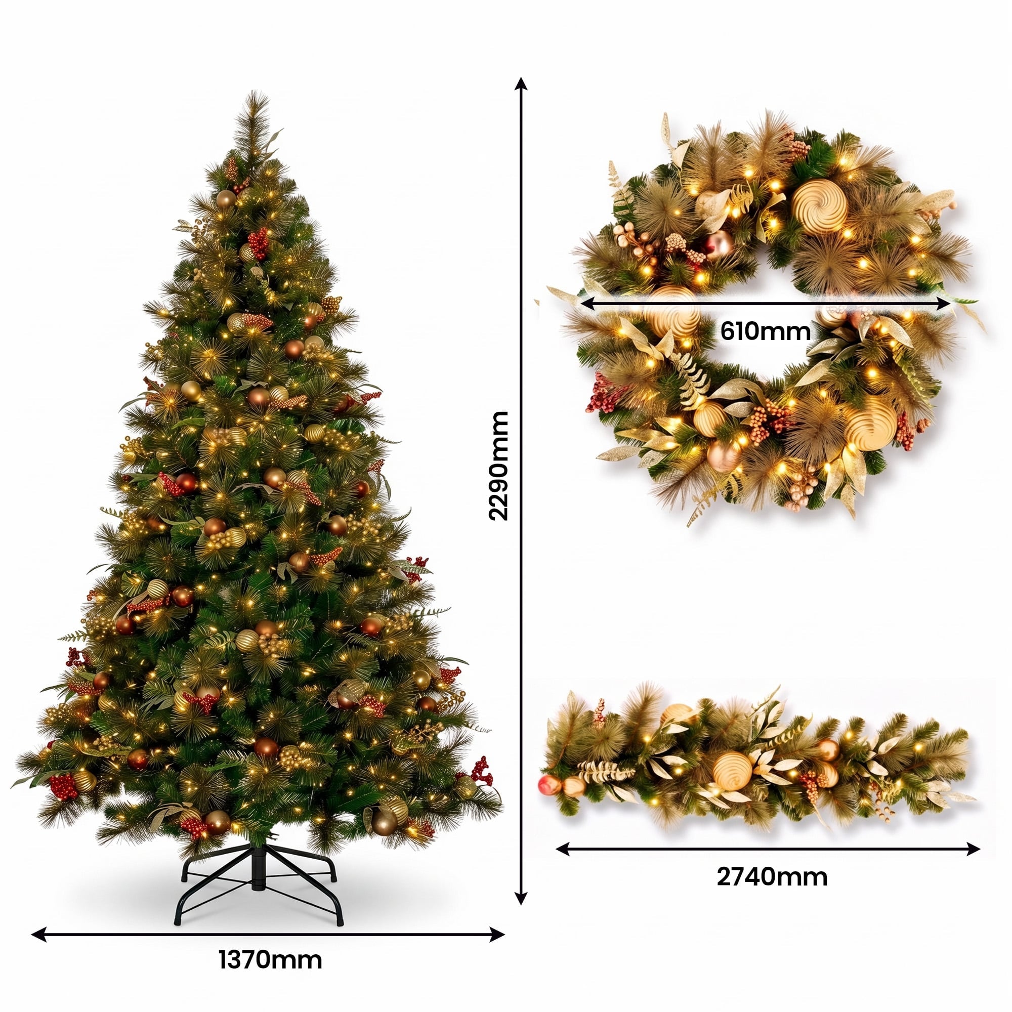Deluxe Pre Lit Tree Set