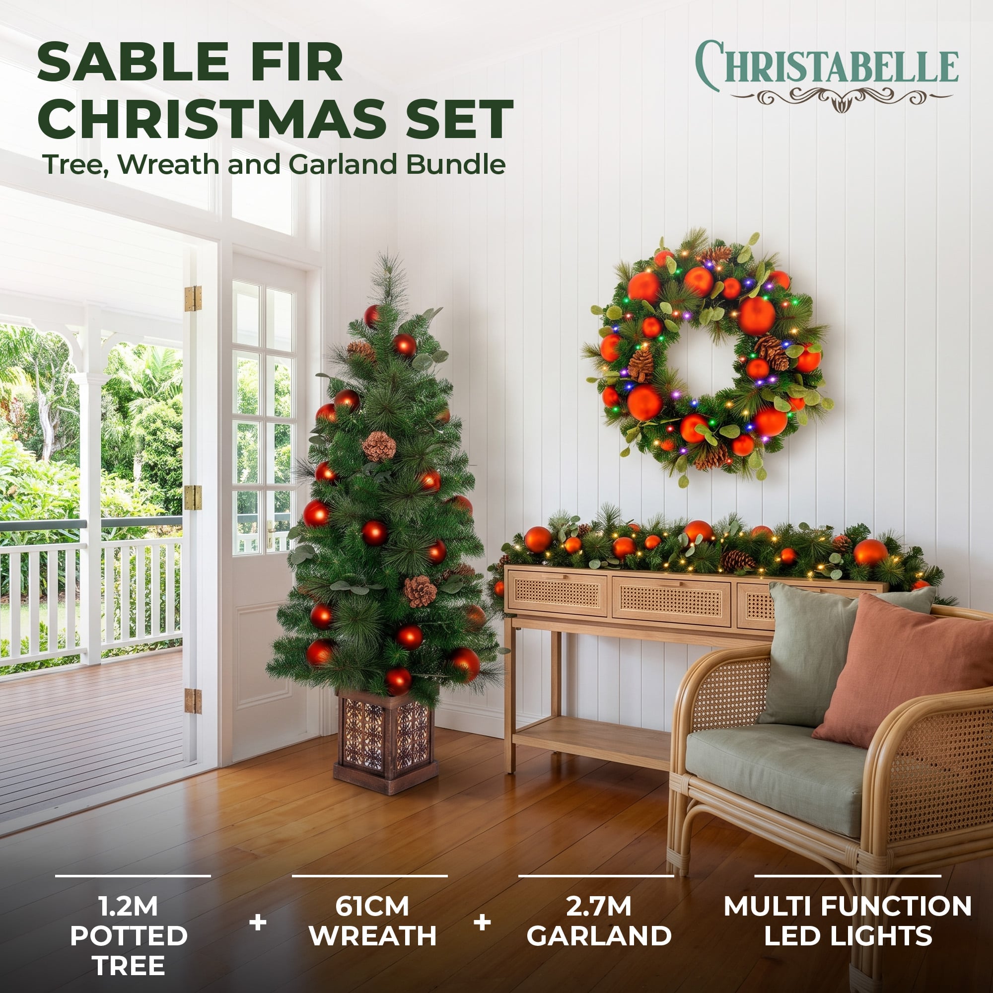 Christmas Tree Set 1.2m Potted