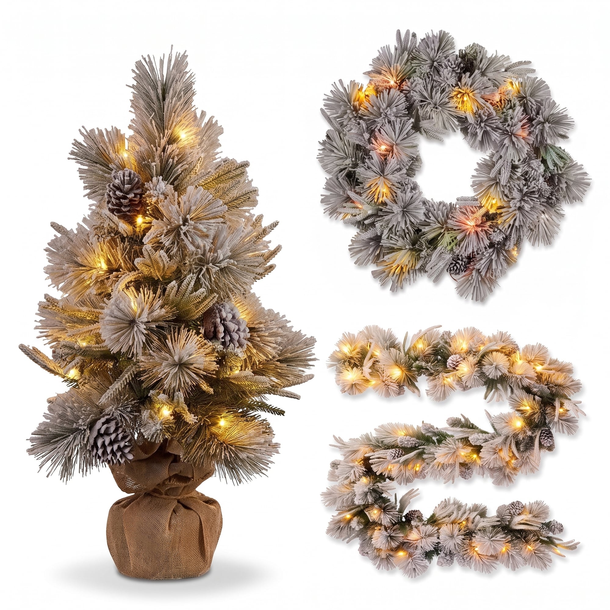 Snow Potted Tree Natural Decor