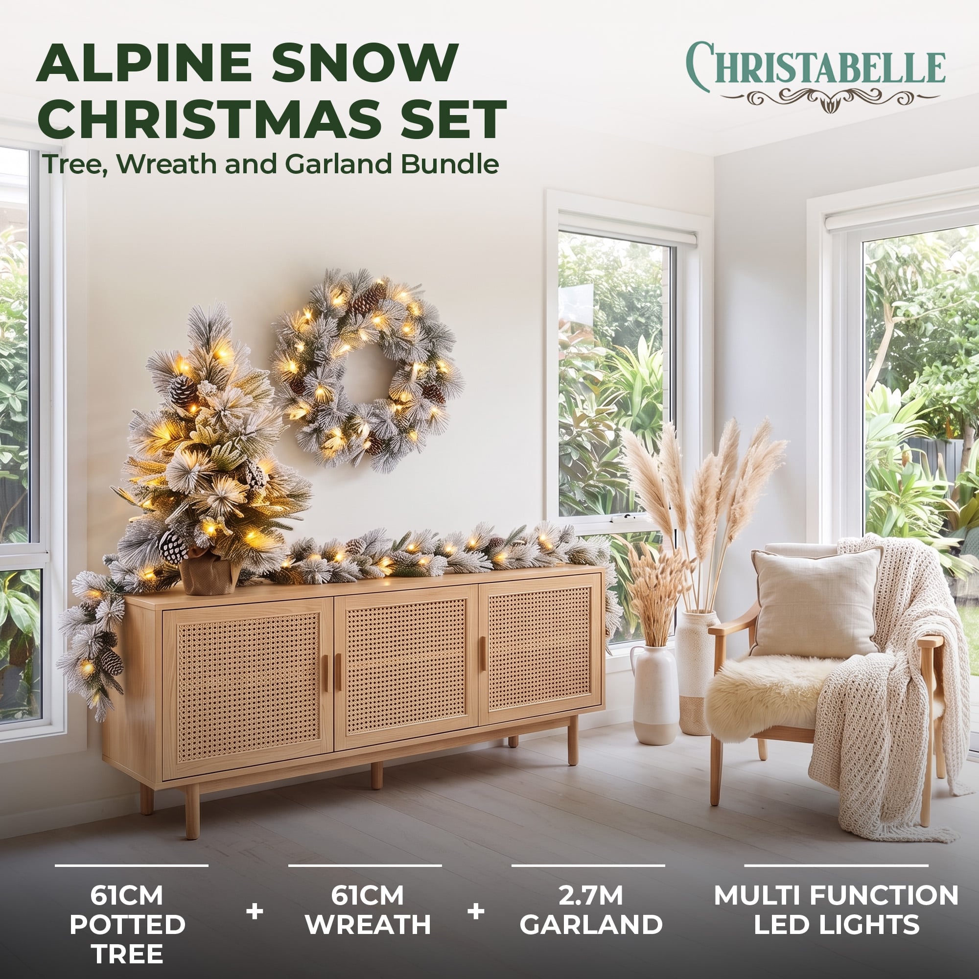 Snow Potted Tree Natural Decor