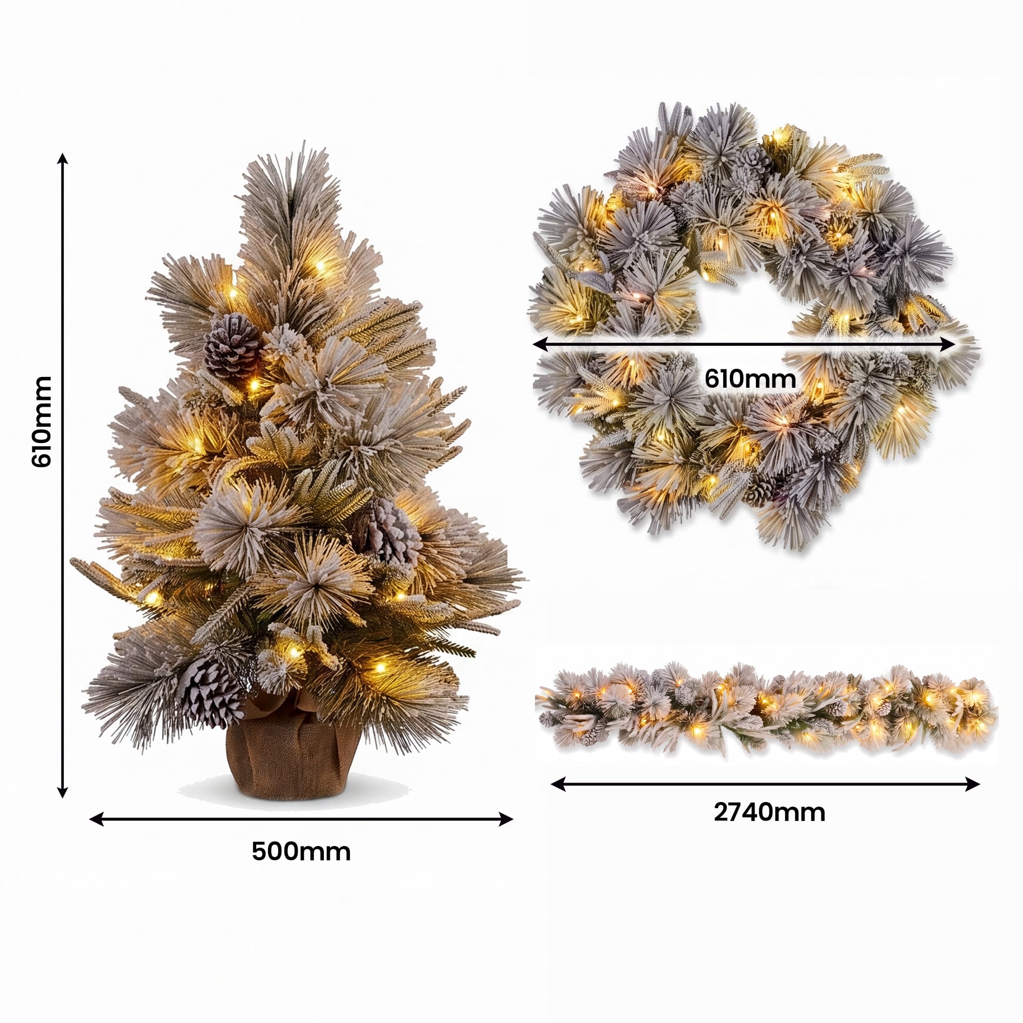 Snow Potted Tree Natural Decor