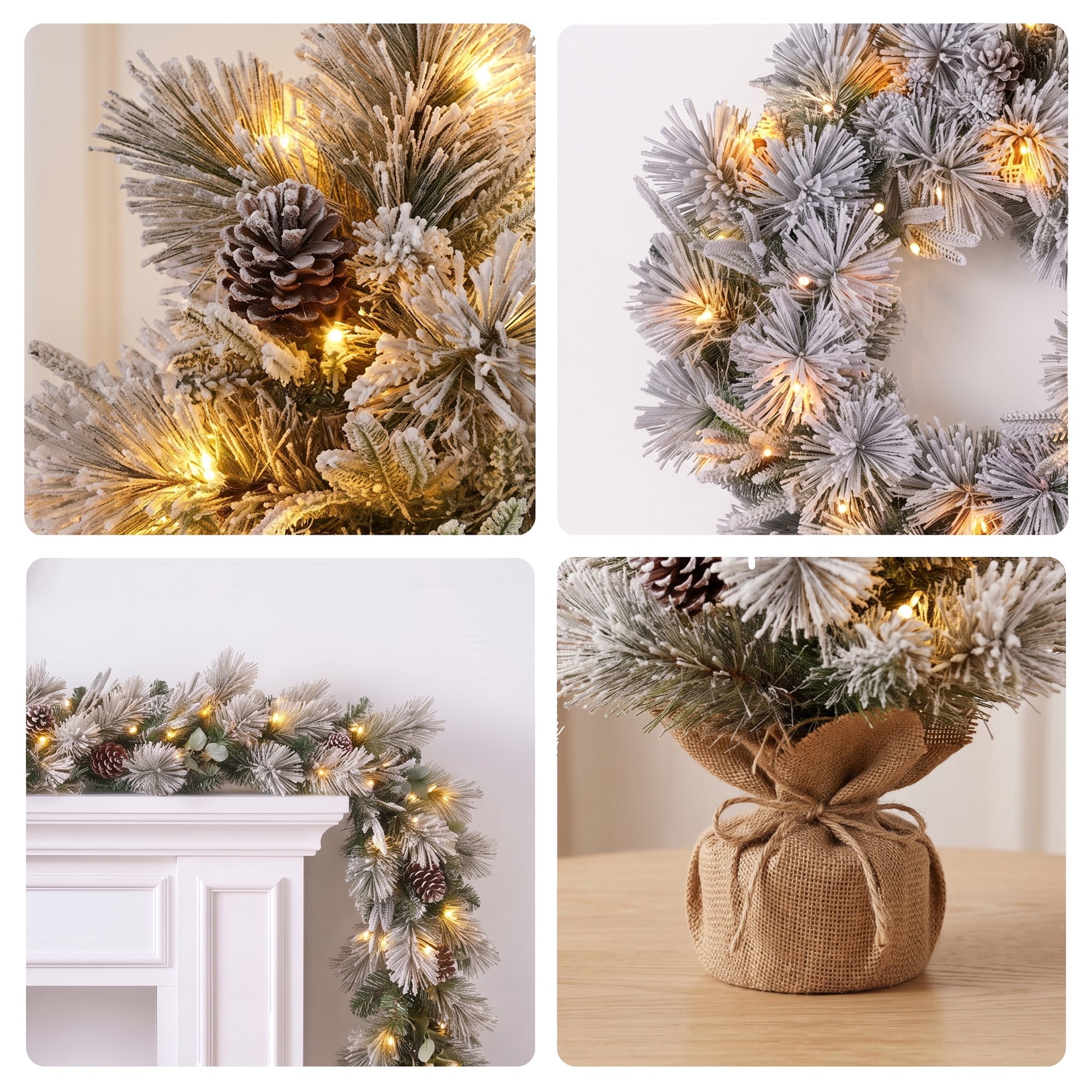 Snow Potted Tree Natural Decor