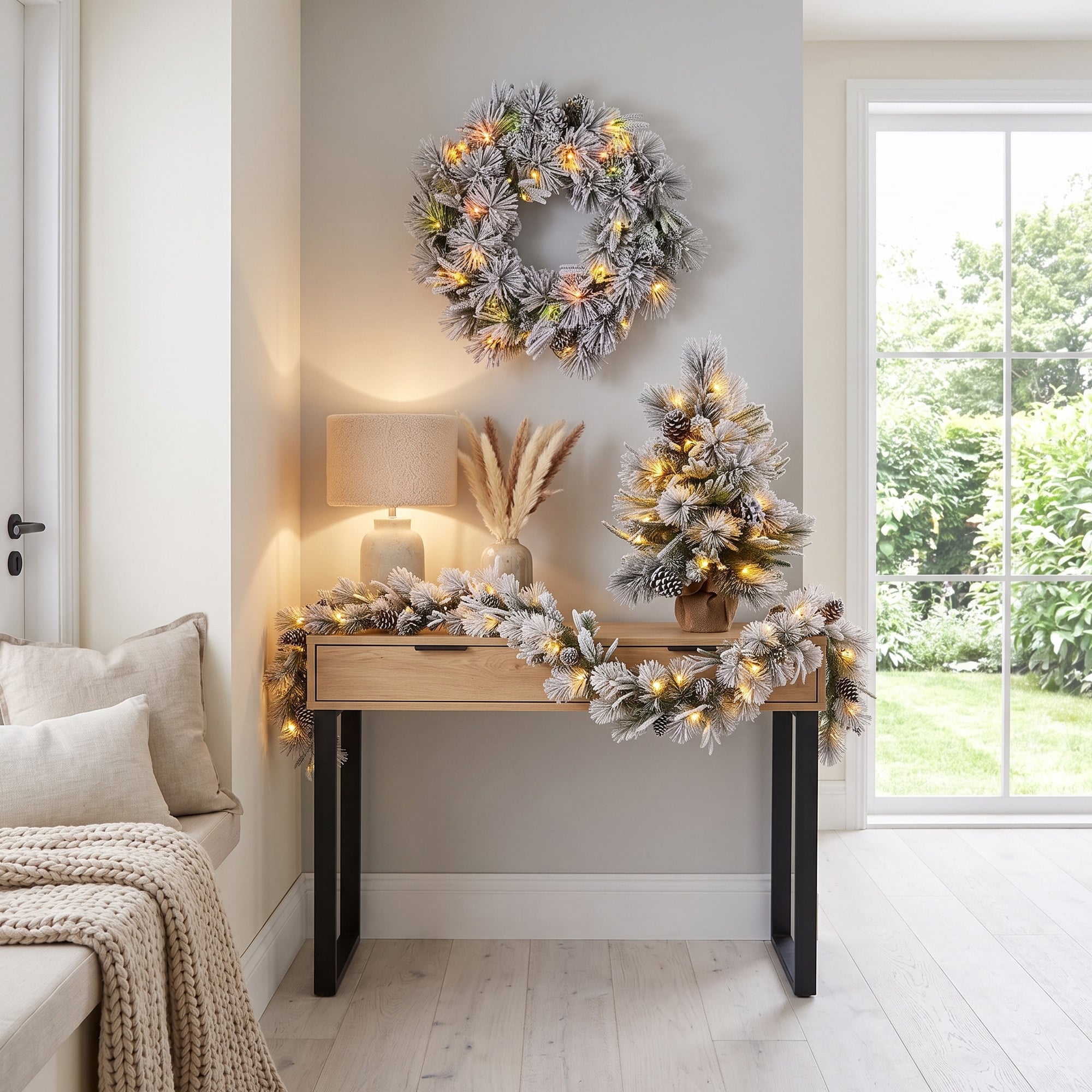 Snow Potted Tree Natural Decor