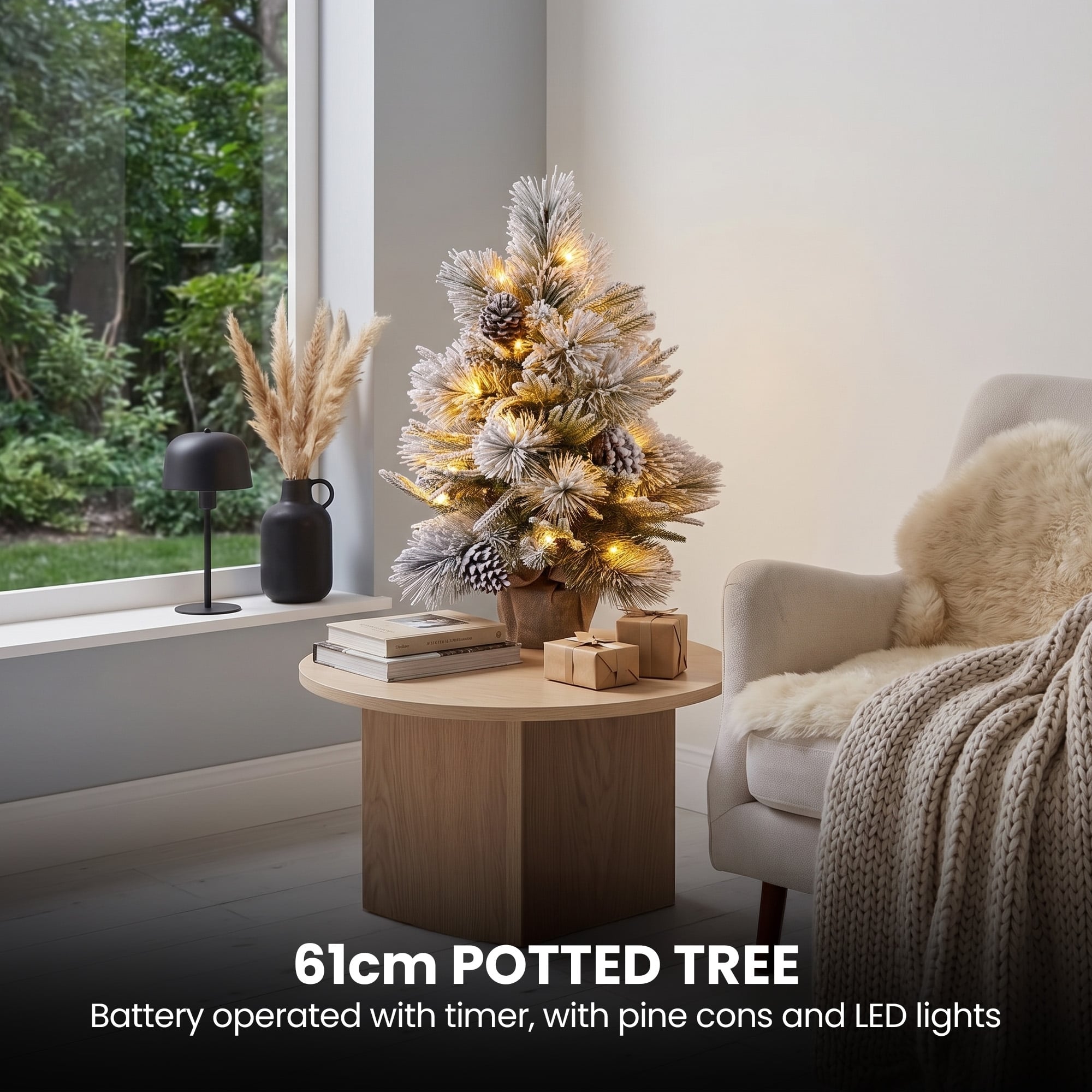 Snow Potted Tree Natural Decor