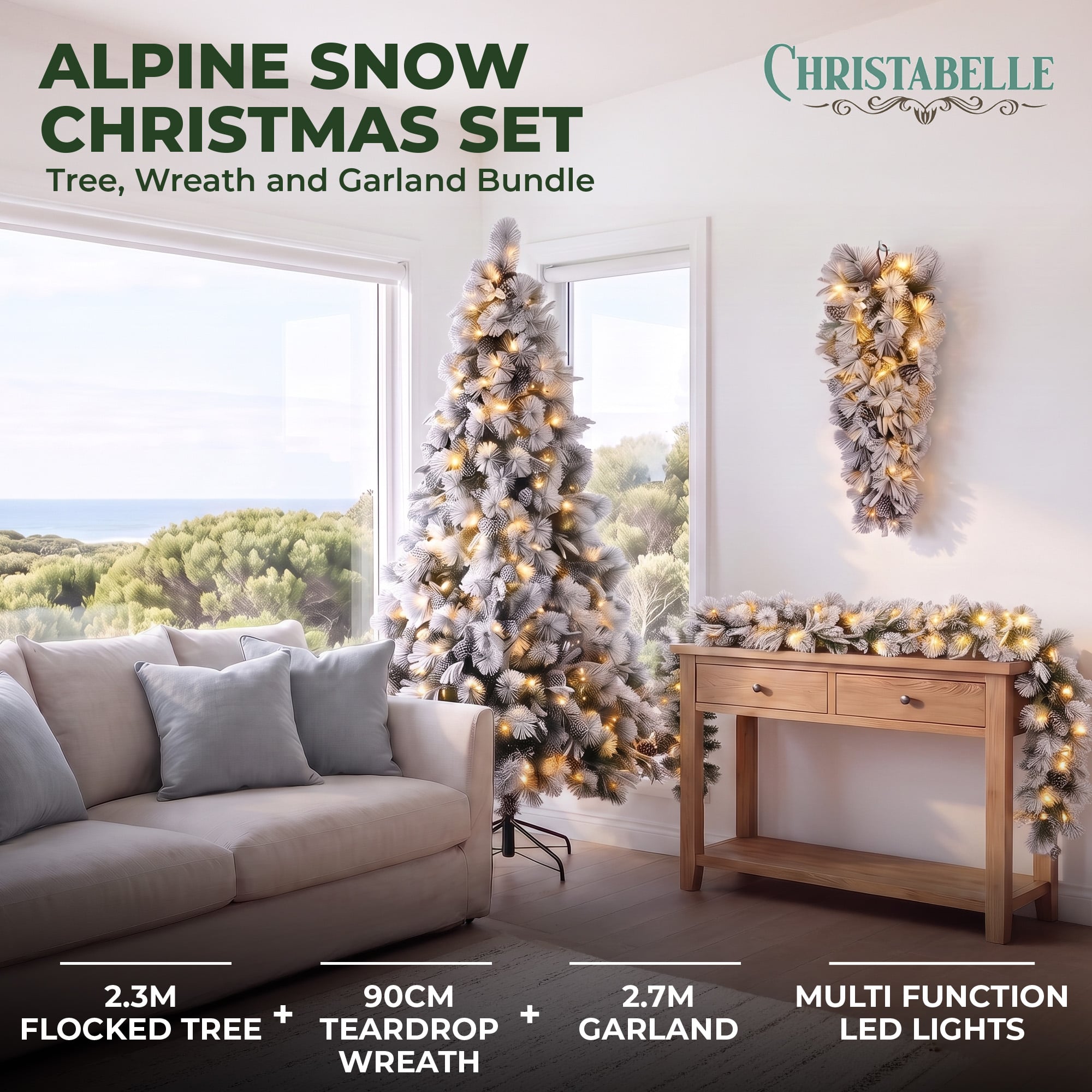 Alpine Snow Christmas Set White single