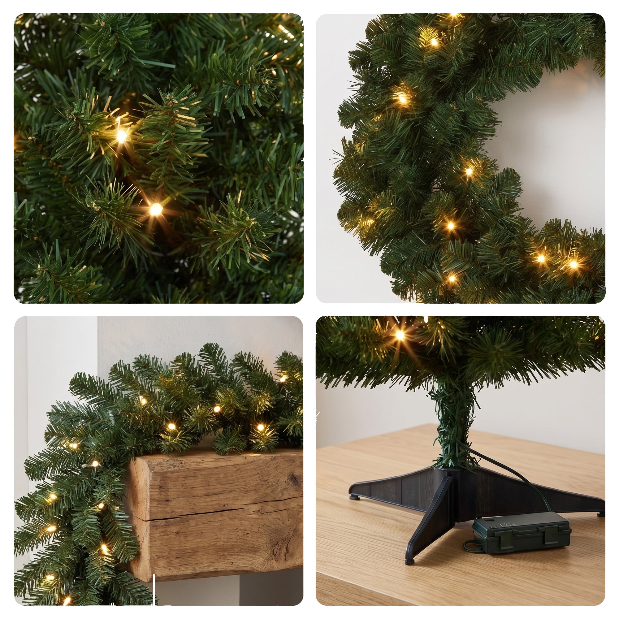 Pine Christmas Set White LED Lights