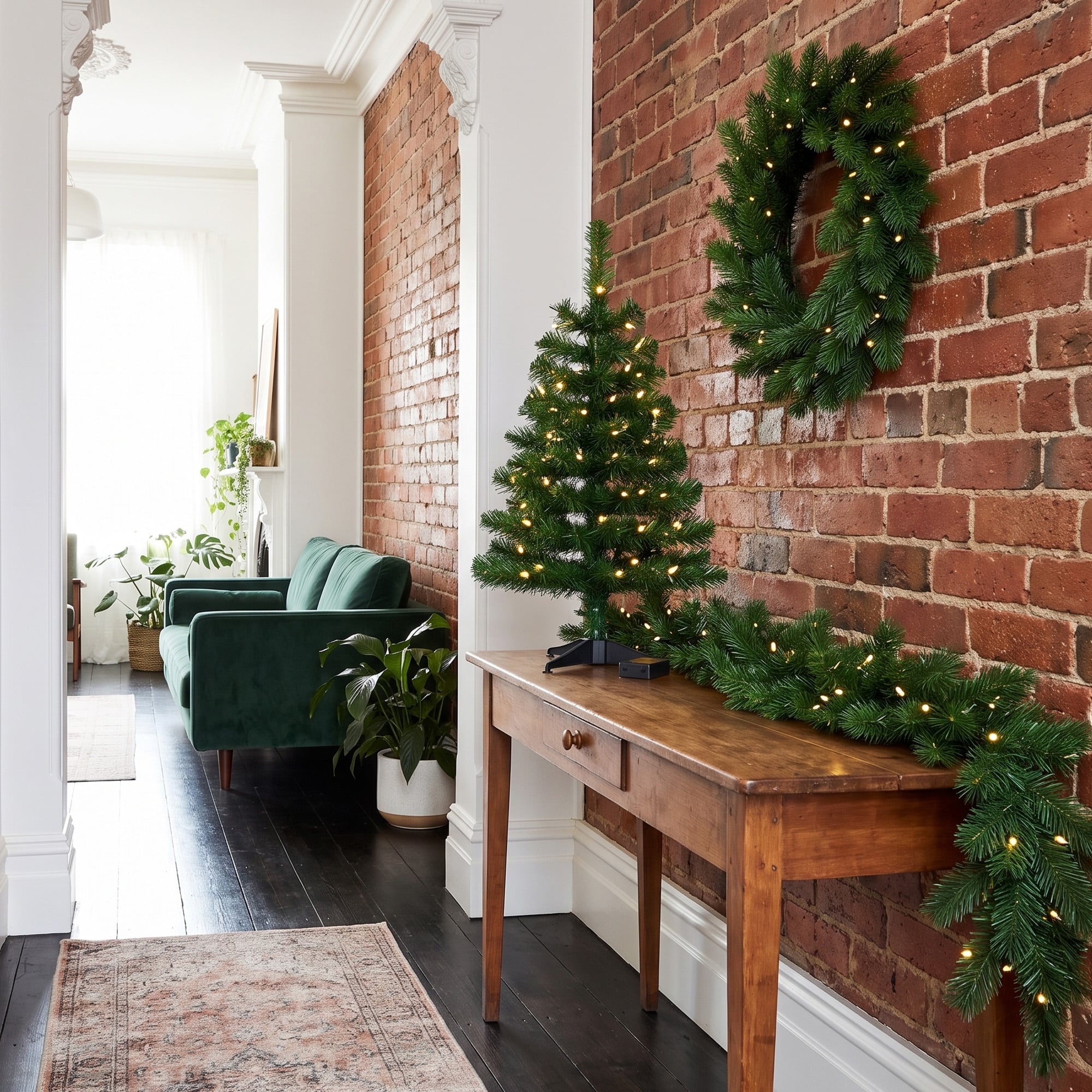 Pine Christmas Set White LED Lights
