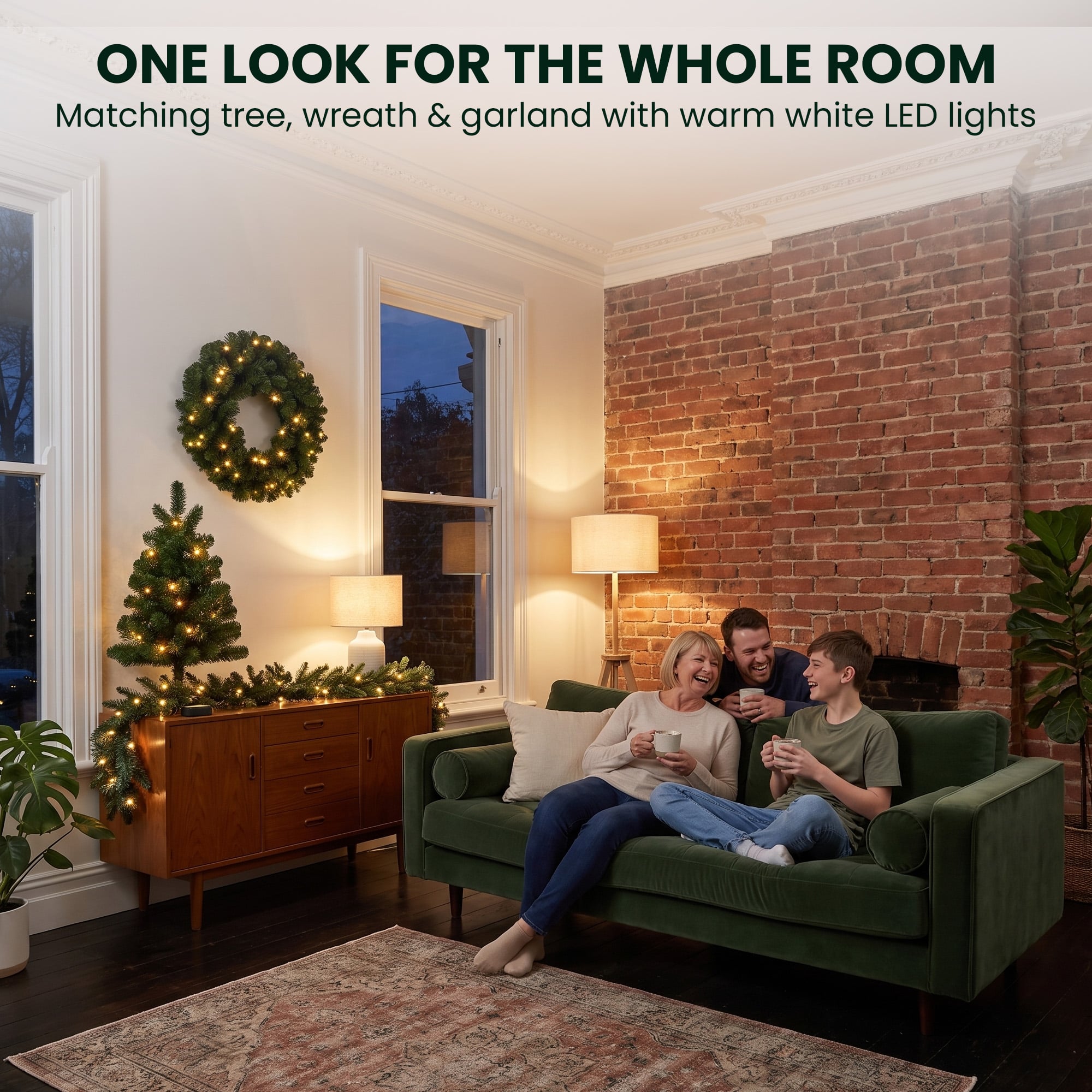 Pine Christmas Set White LED Lights