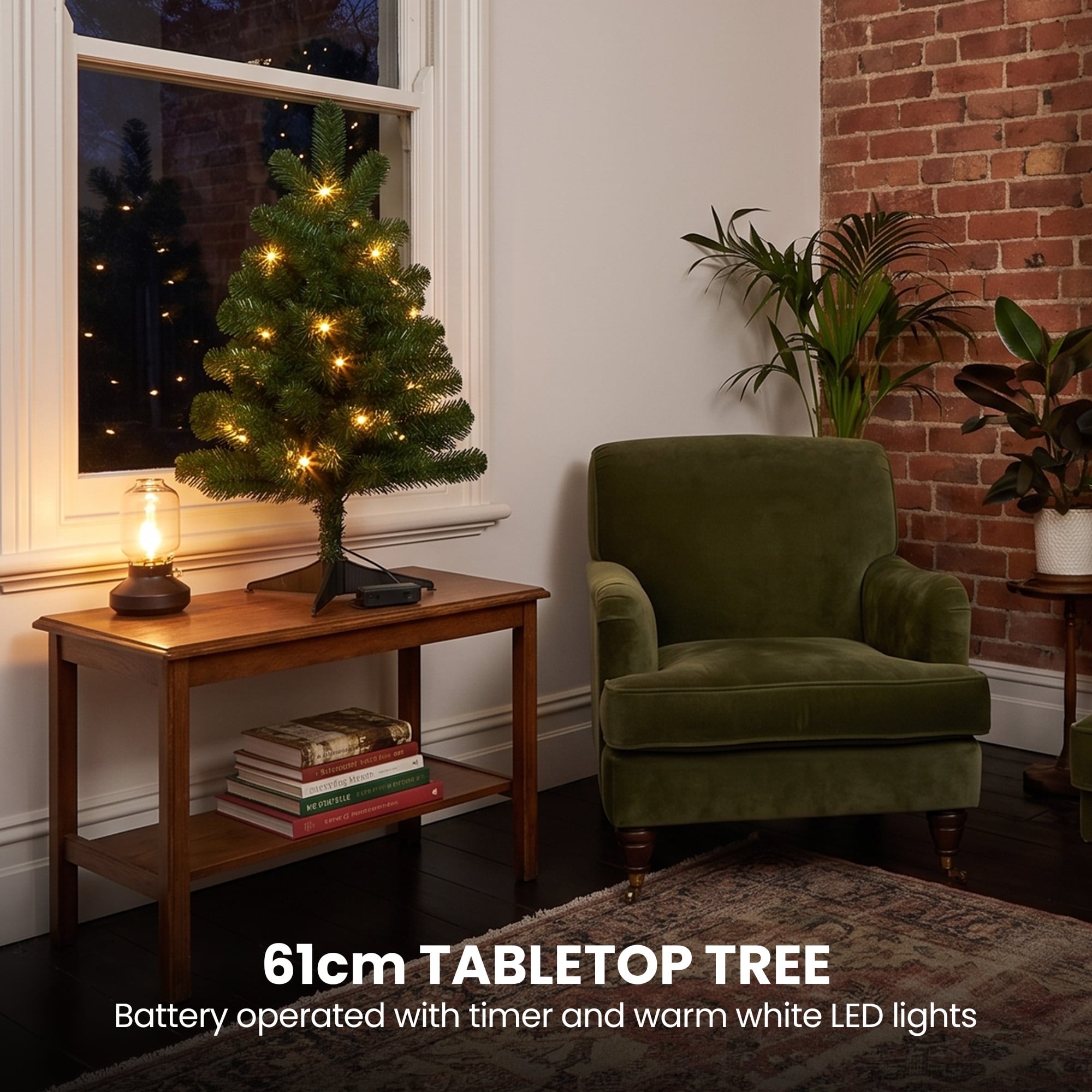 Pine Christmas Set White LED Lights