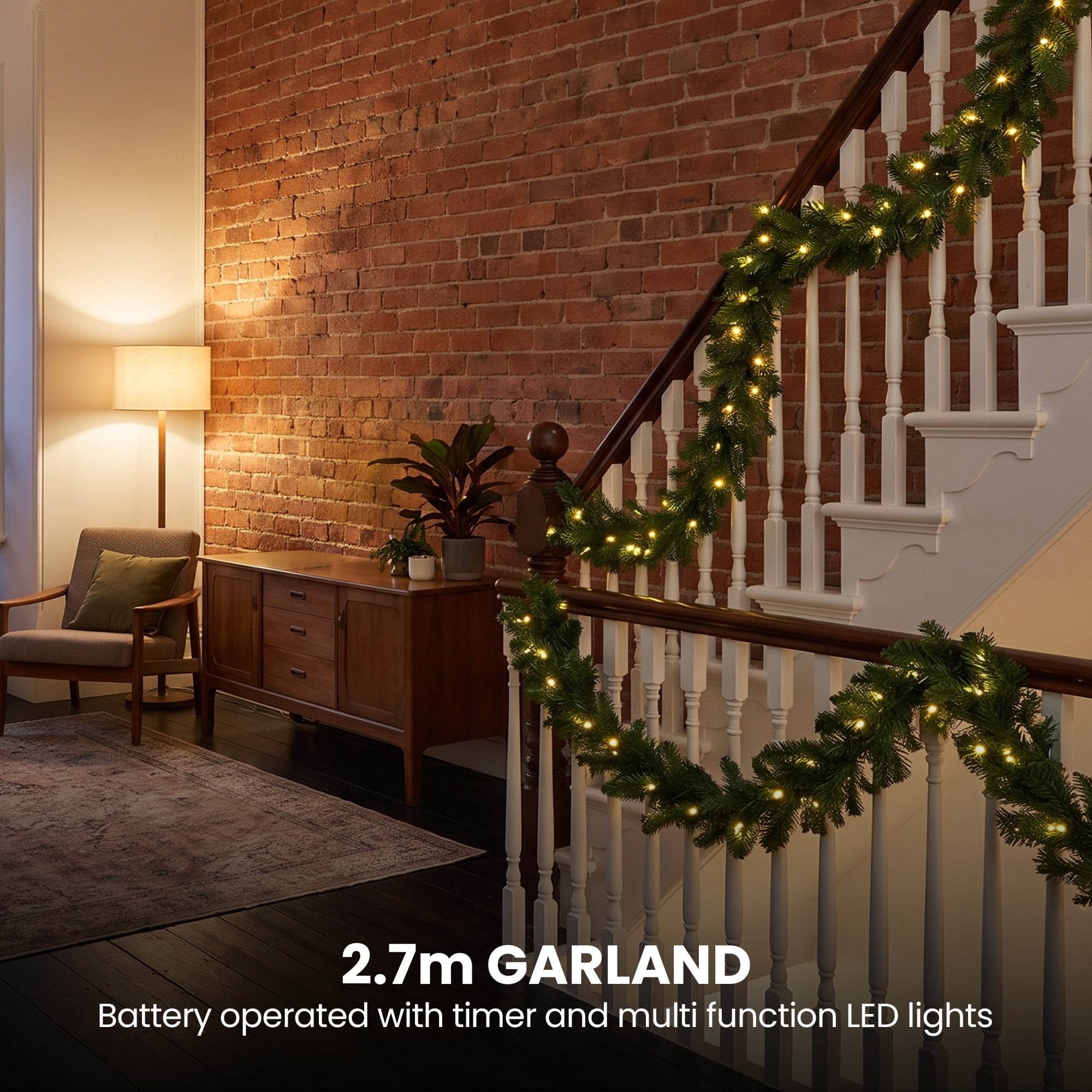 Pine Christmas Set White LED Lights