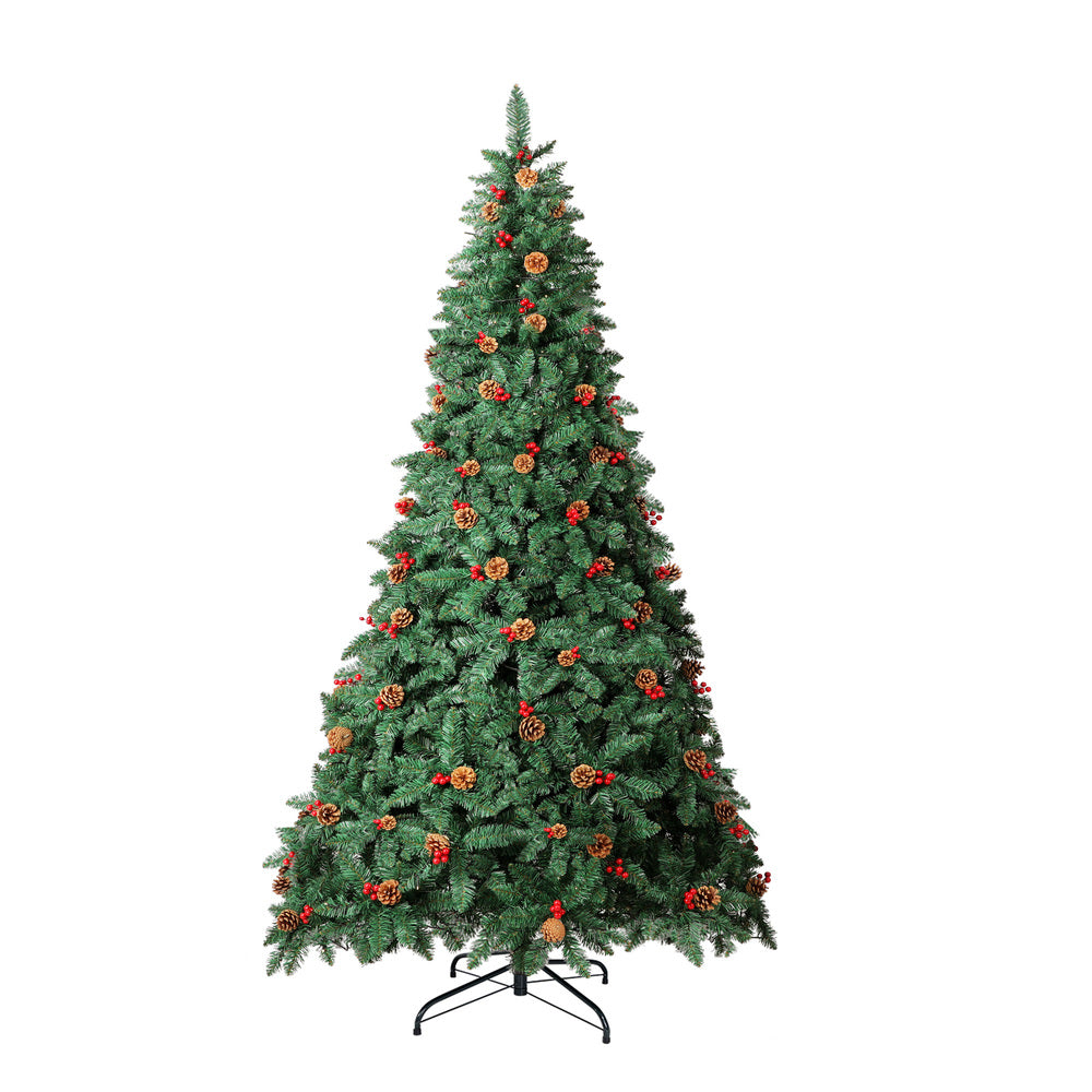 Christmas Tree 1.8M Xmas Decorations Green w/ LED Light and Pine Cones