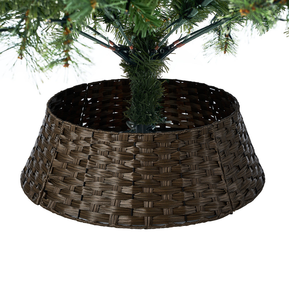 LED Christmas Tree 1.8M 6FT 7FT & 8FT with Rattan Skirt Warm Light Green Xmas Decor