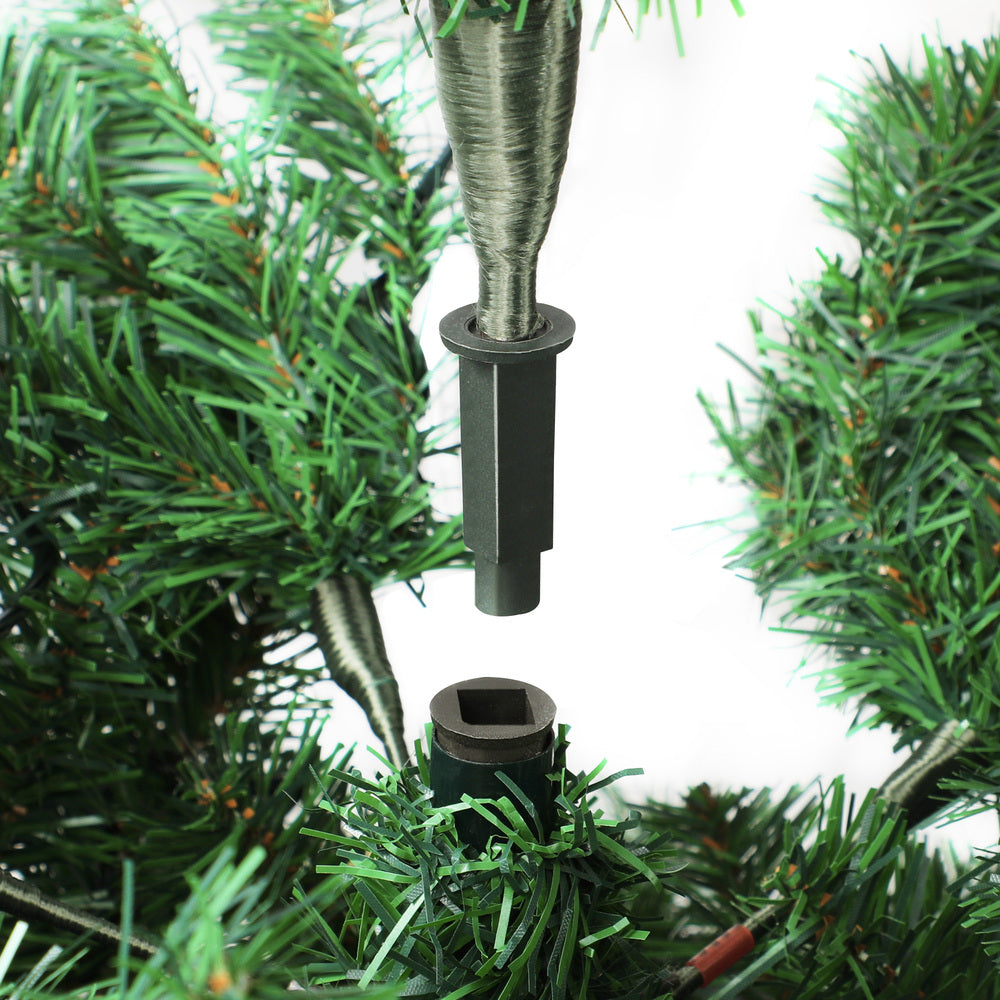 LED Christmas Tree 1.8M 6FT 7FT & 8FT with Rattan Skirt Warm Light Green Xmas Decor