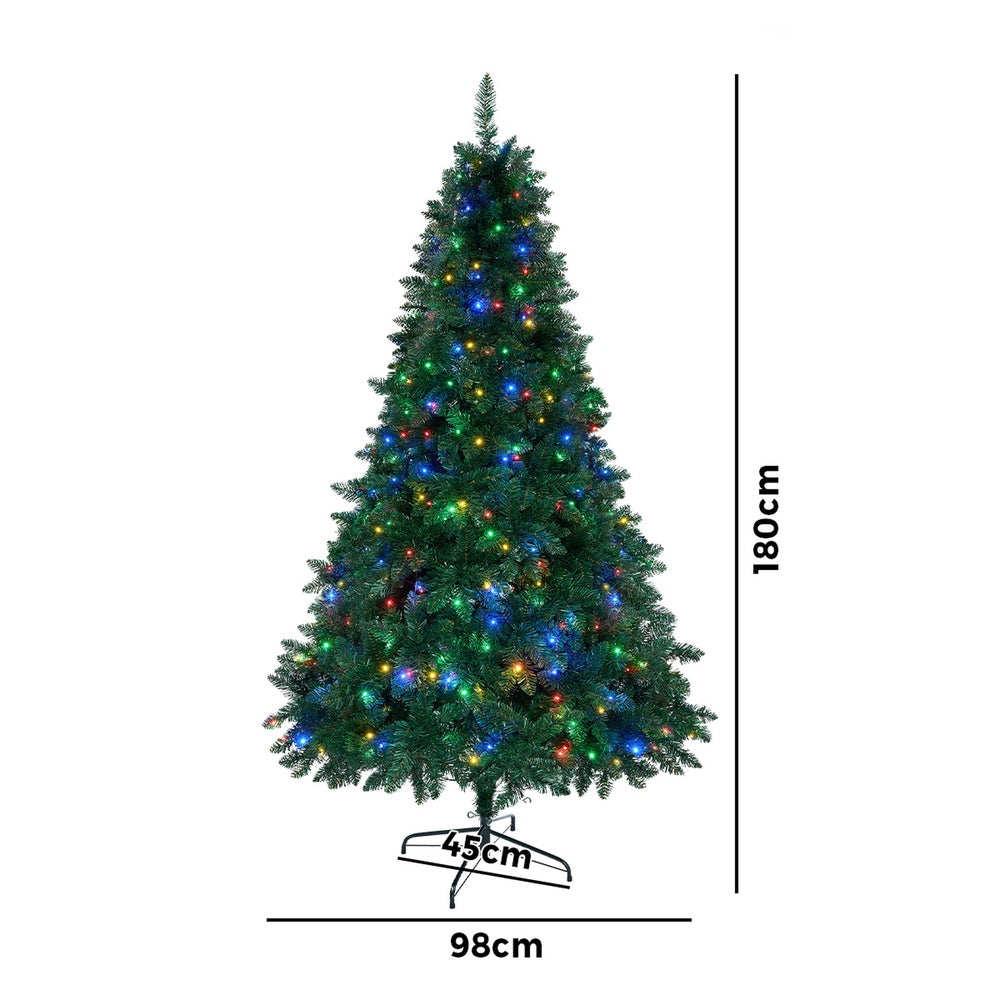 LED Christmas Tree 2.1 2.4 & 1.8M 6FT Multi-Colour Lights 8 Flash Modes Pre-Lit