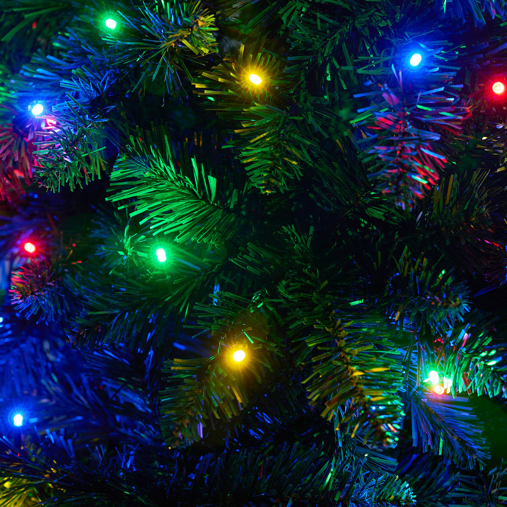 LED Christmas Tree 2.1 2.4 & 1.8M 6FT Multi-Colour Lights 8 Flash Modes Pre-Lit