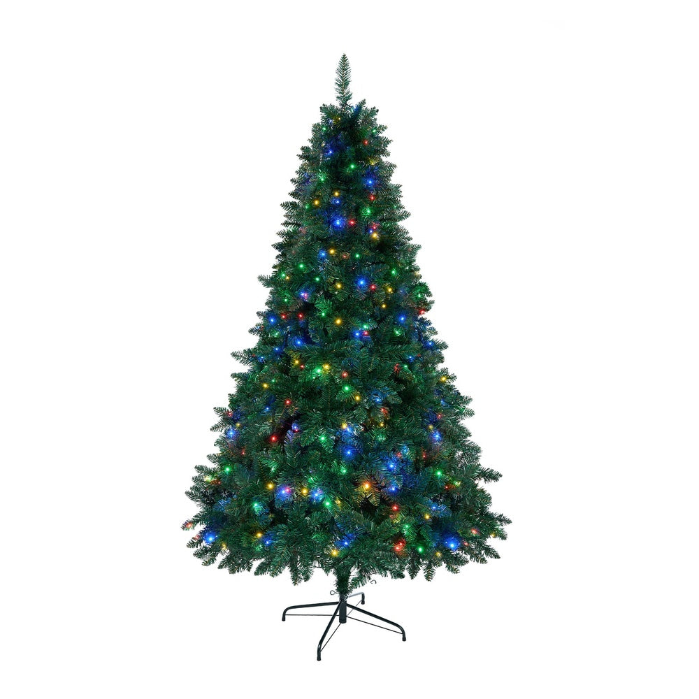 LED Christmas Tree 2.1 2.4 & 1.8M 6FT Multi-Colour Lights 8 Flash Modes Pre-Lit