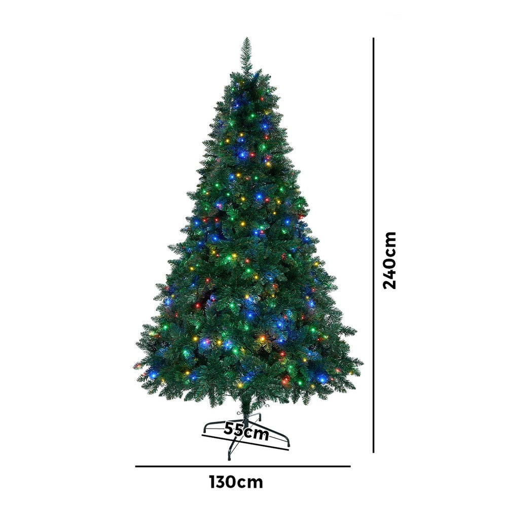 LED Christmas Tree 2.1 2.4 & 1.8M 6FT Multi-Colour Lights 8 Flash Modes Pre-Lit