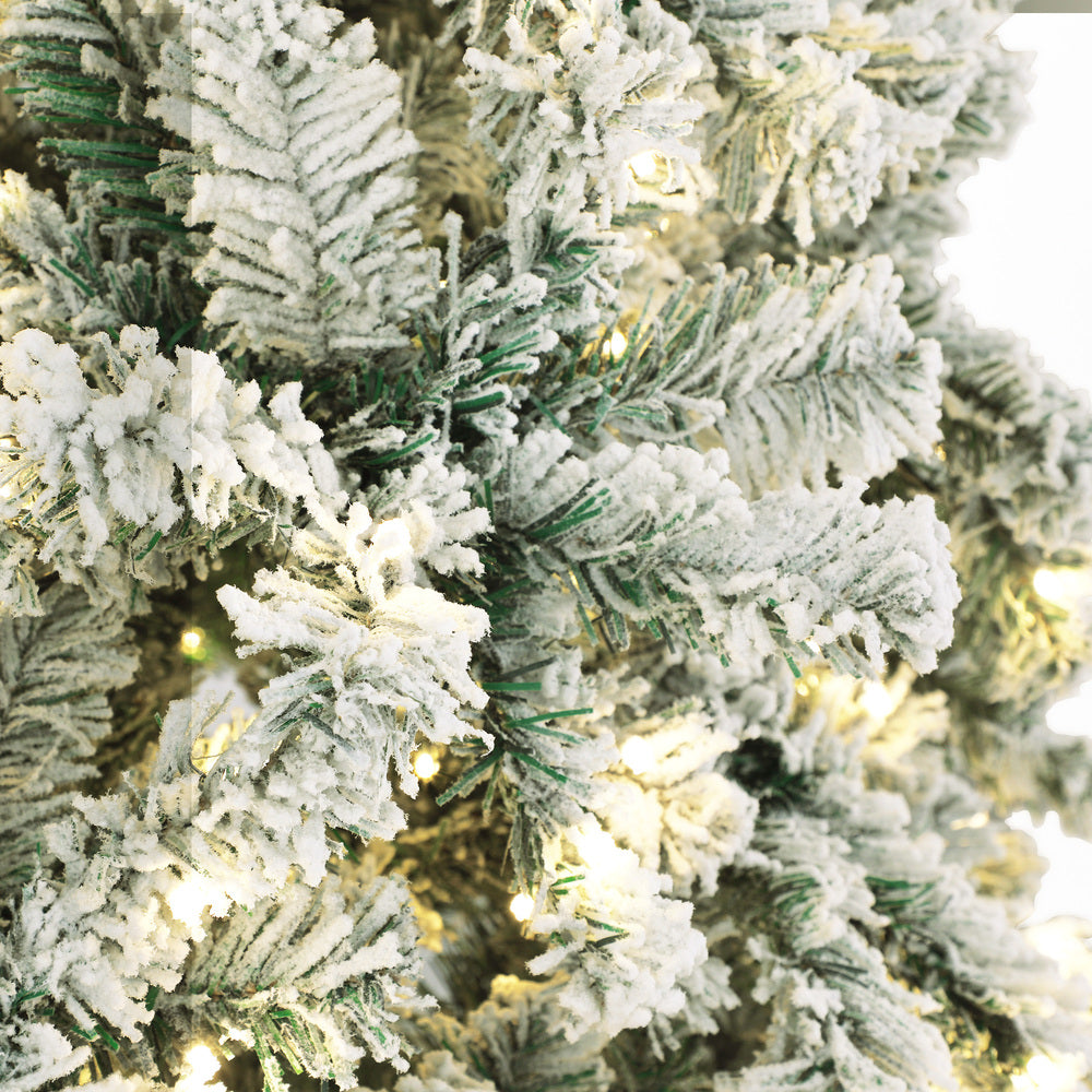 Christmas Tree Snow Flocked Xmas Decorations Green w/ LED lights