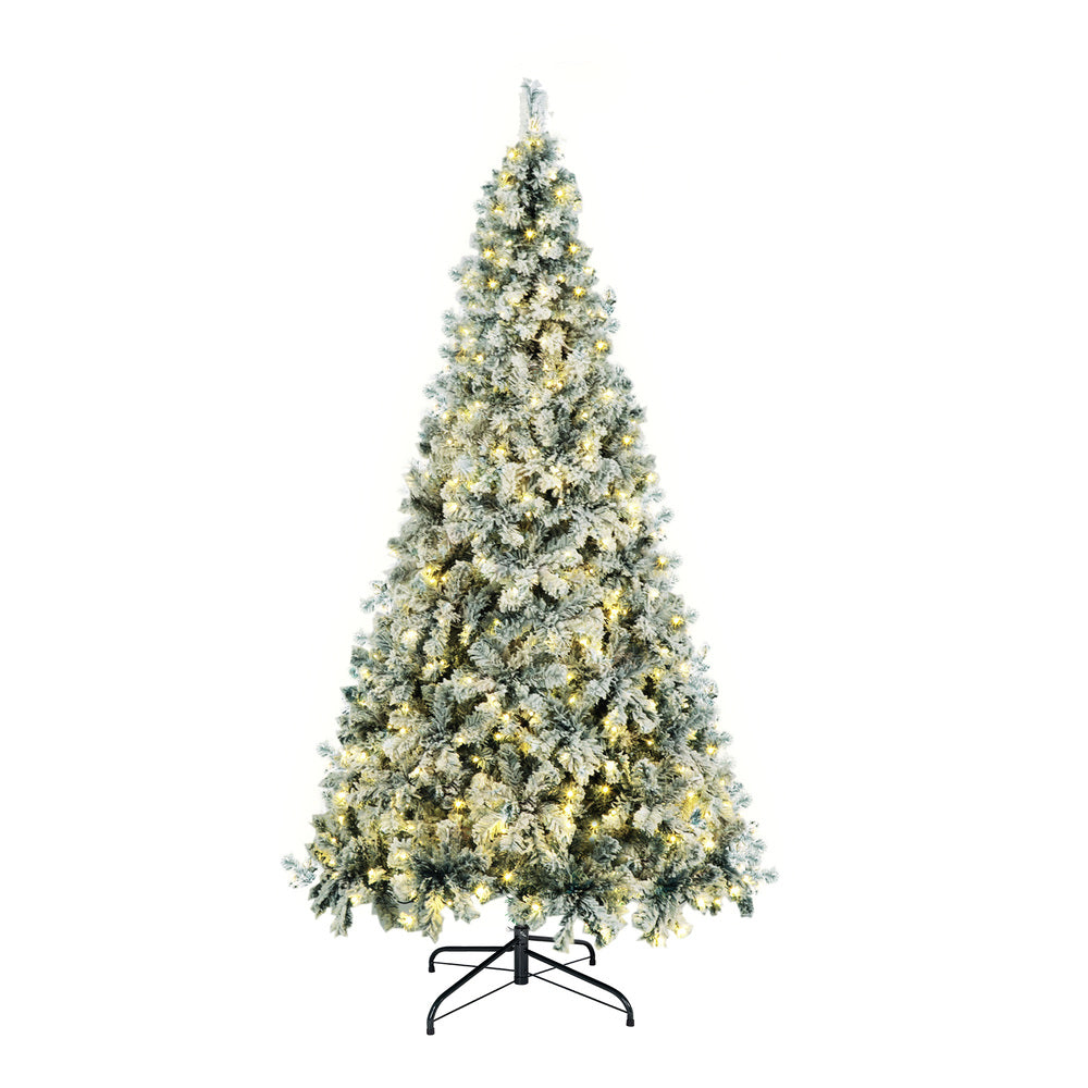 Christmas Tree Snow Flocked Xmas Decorations Green w/ LED lights