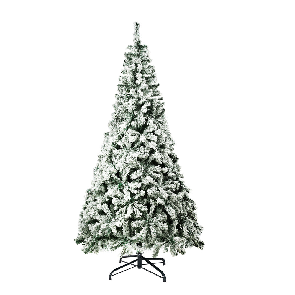 Christmas Tree Snow Flocked Xmas Decorations Green w/ LED lights